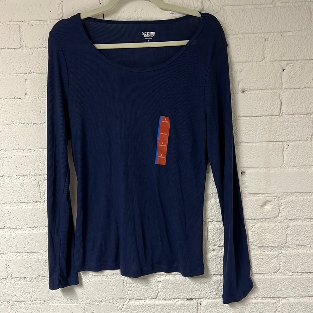 NWT Mossimo Supply Co. Navy Ribbed Basic Long Sleeve Shirt